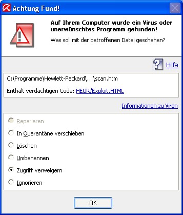 Meine kostenlose Antivirus Software (www.free-av.de) funktioniert nicht mehr richtig... avira antivirus free-av.de kostenloser virenschutz malware trojaner viren würmer worm Screenshot Virenfund bei Avira